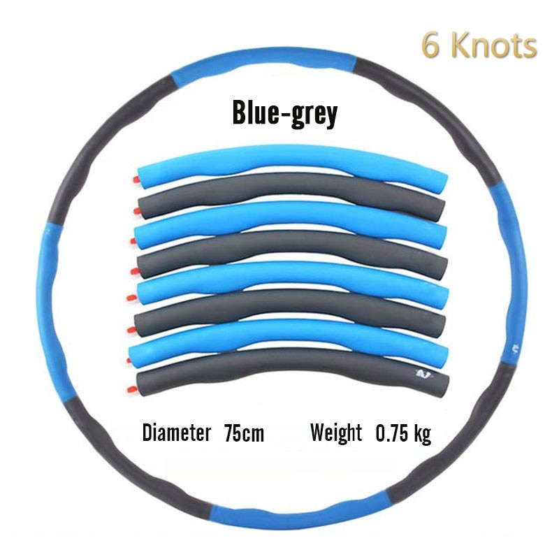 6/7/8 Knots Sport Equipment Fitness Hoop Detachable Foam Ring Adult Gymnastic Circle Thin Waist Exercise Hoop: Blue