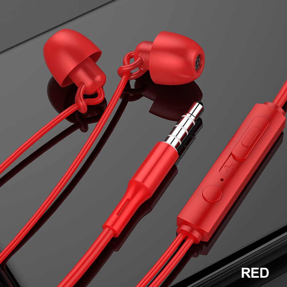 Sleeping Earphone No pressure Soft Silicone Headset In-Ear Mobile Phone With Mic Noise Cancelling Earphone For Xiaomi iphone: Red with mic