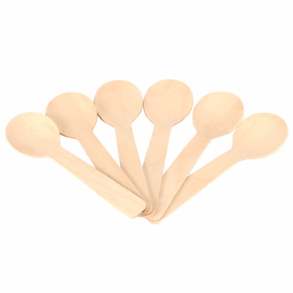 Mini Wegwerp Houten Lepel Ijs Lepel Hout Dessert Scoop Westerse Bruiloft Servies Keuken Tool Da 100 Stks/set