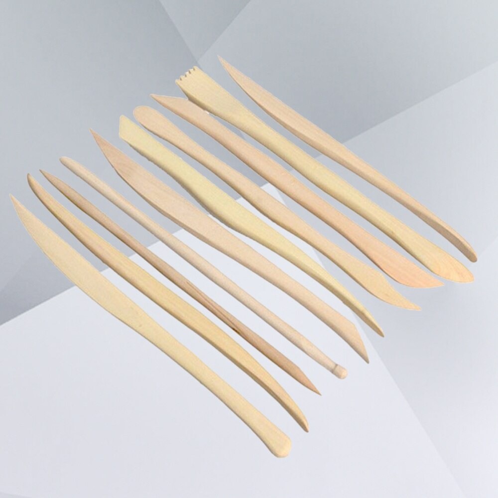 10pcs Clay Modeling Tools Double-ended Sturdy Wooden Pottery Tool Sculpture Tool for Crafts Projects