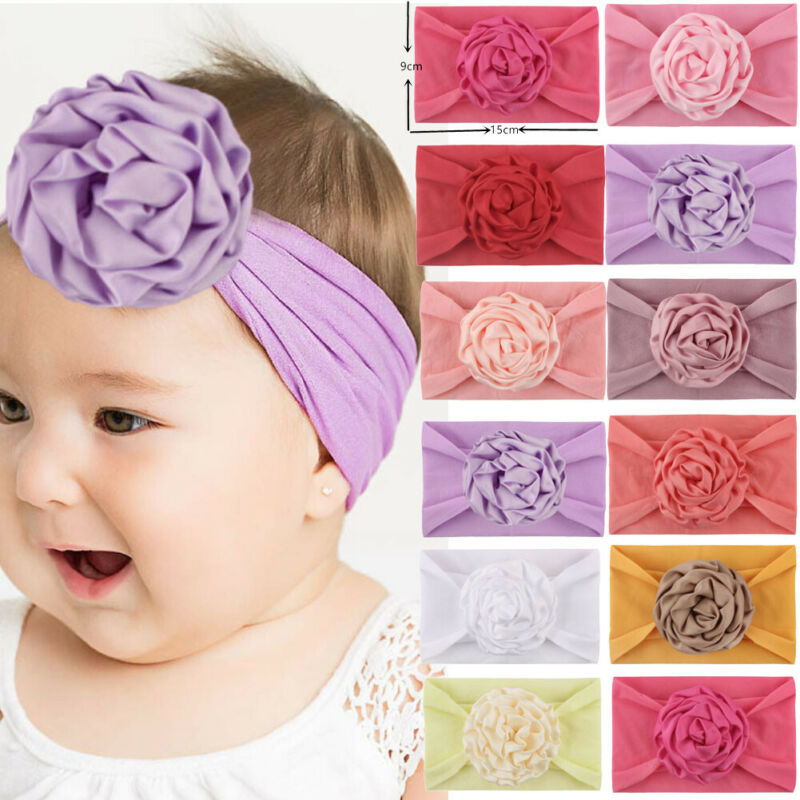 Baby Turban Hoofdband - Grote Bloem Strik - Bloemendessin - Katoen - Peuter Meisjes Accessoires