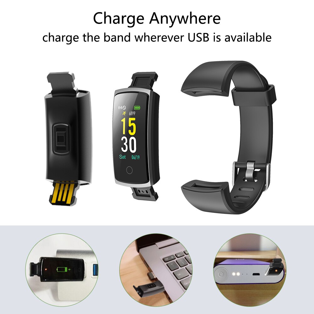 Bracelet Connecté Fitness Cardio - Moniteur Activité, IP67, Batterie 90mAh