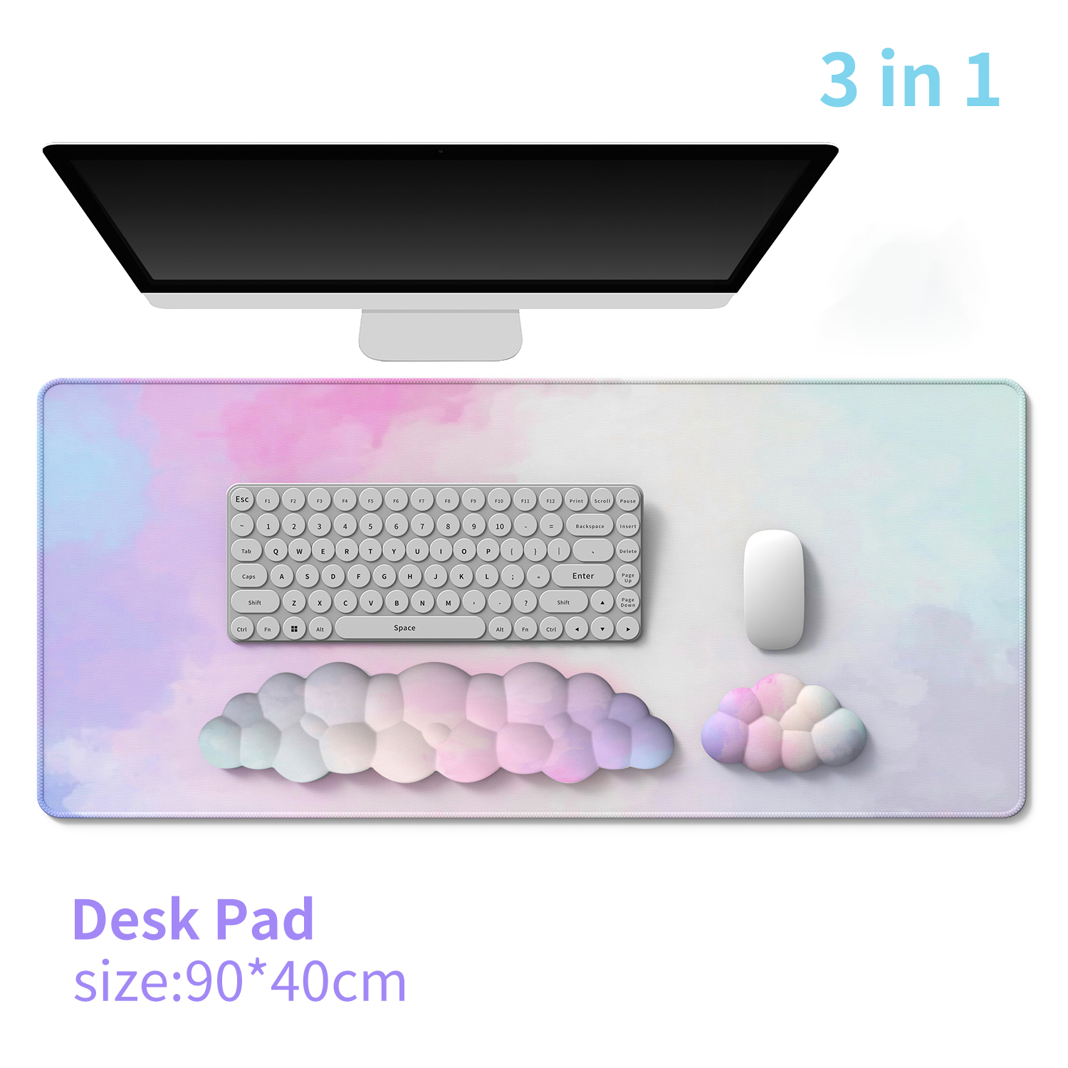 Cloud Gradient Gaming Keyboard Pad Wrist Pad Cloud Wrist Pad Mouse Pad Ergonomic Laika Foam Memory Non-Slip Support Office