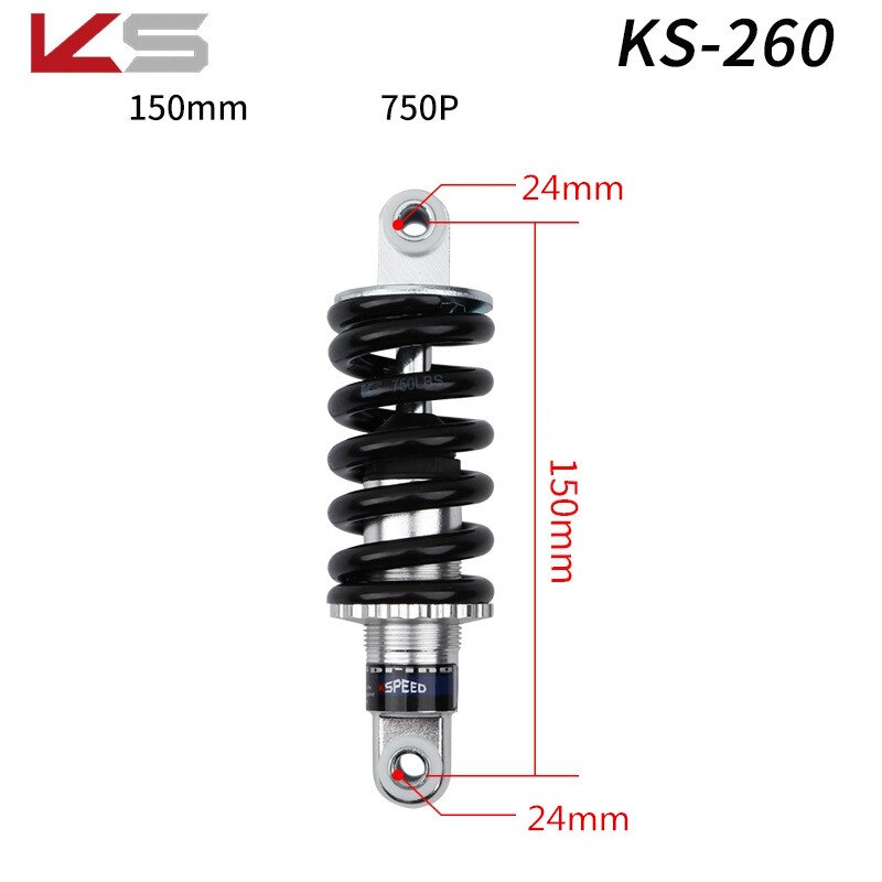 Ks støddæmper mtb mountainbike bagdæmper fjederdæmper 120-190mm el-scooter folde cykeldele: Ks -260 150mm 750p