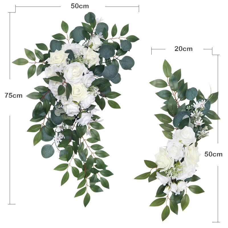 Guirlande artificielle pour arc de mariage, 2 pièces/ensemble, accessoires, carte de bienvenue, décor de panneau mural Floral, Arrangement de rangée de fleurs, exposition de fenêtre: 14-15