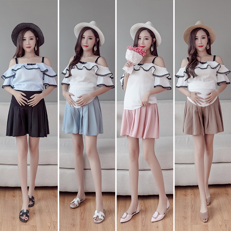 Goaryunve-short d'été pour femmes enceintes | Short de femme enceinte, couleur unie, ample, short de maternité, grande taille, grossesse,