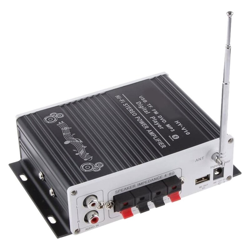 Mini Bluetooth Hi-Fi Stereo Audio AMP Amplifier Bass Booster MP4 12V Support FM/MP3/TF/USB/DVD For Car Motorcycle