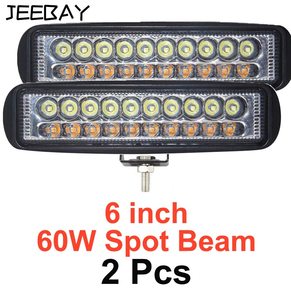 6 tommer 60w led arbejdslys 12v 24v led bjælker led bar offroad 4 x 4 bil off road flood spot combo lys suv tilbehør tågelygte: 2 stk. 60w plet