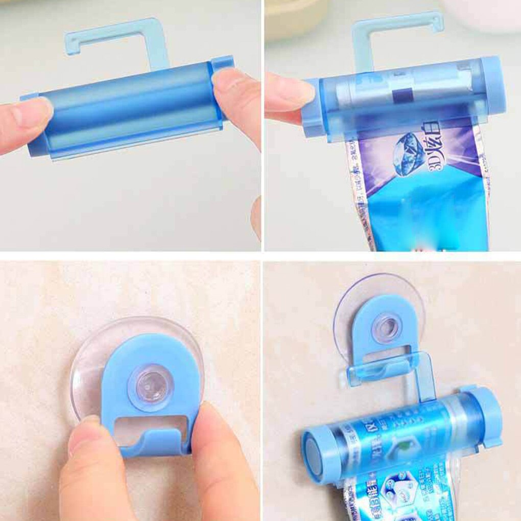 Multi-Function Sucker Toothpaste Squeezer Wall-Mounted Plastic Rolling Tube Manual Squeezer Facial Cleanser Toothpaste Dispenser