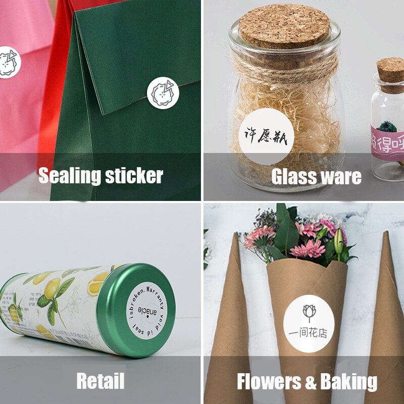 Adhesive Circle Thermal Sticker Paper Thermal Label Roll, White Round Stickers, 1 Rolls, Packing seal label sticker 25~100mm