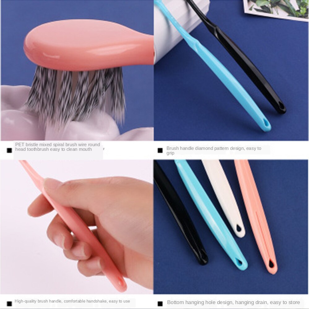 1sets Soft bristle Couple Toothbrush Round Head Brush antibacterial Adults Toothbrush Dental Care Cleaning Teeth