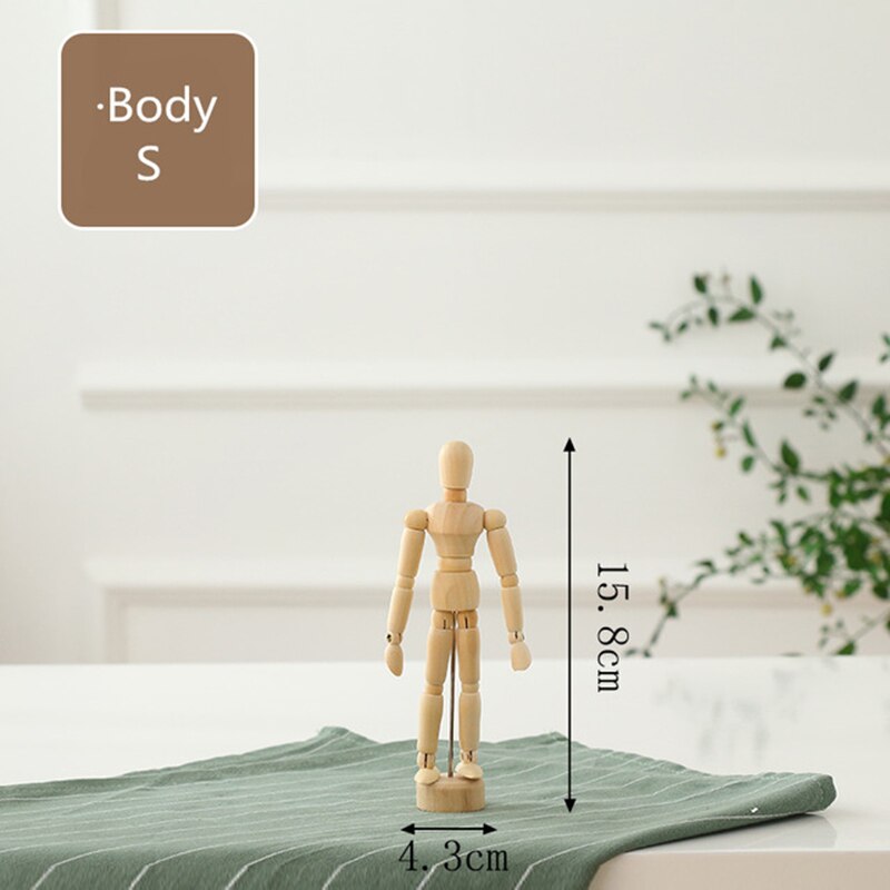 Wooden Art Model Ornaments Moveable Joints Wooden Man Figure Toys Home Living Room Office Desktop Decorations
