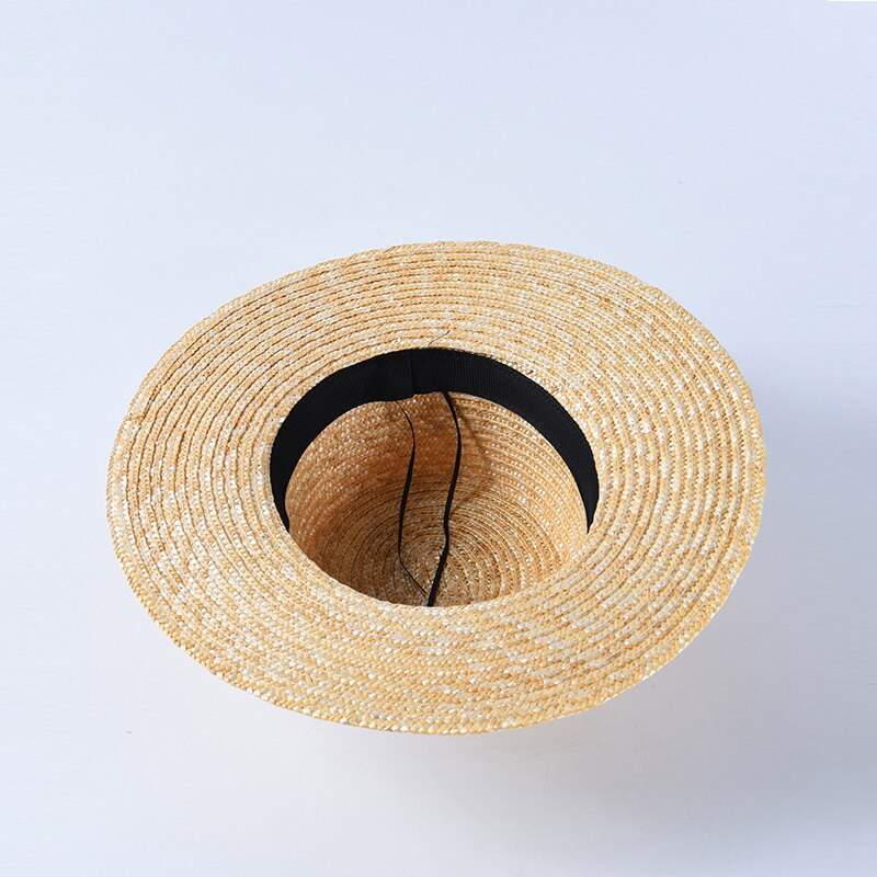 USPOP – chapeau de soleil en paille de blé naturel pour femmes, chapeau de plage à large bord, pare-soleil d'été