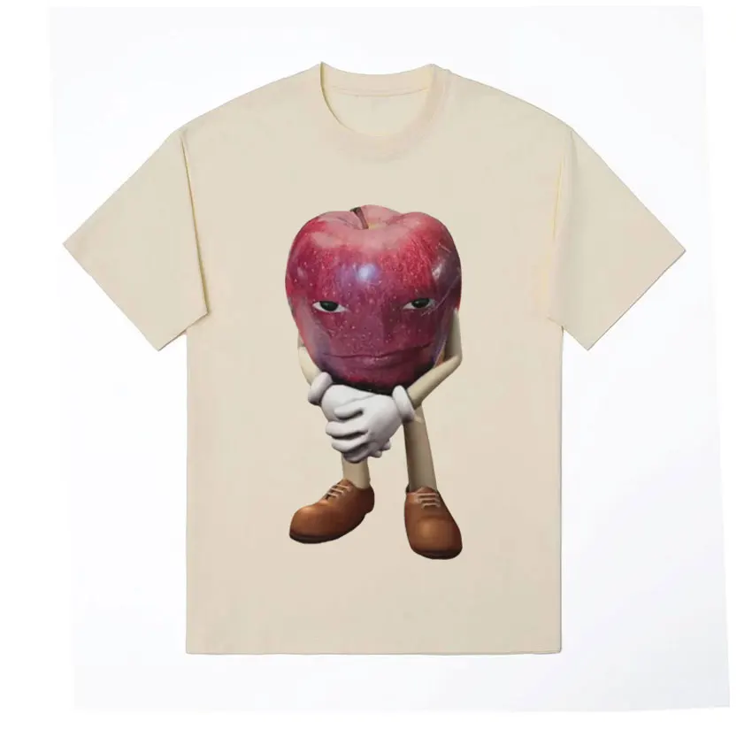 Drôle moi Asf pomme avec visage Meme t-shirt unisexe t-shirts hommes rétro décontracté à manches courtes t-shirts hauts: M / Kaki