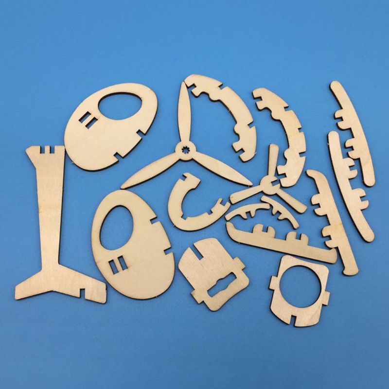 3D Assemble Solar Powered Wood Powered Helicopter Puzzle Wood Building Model Kit