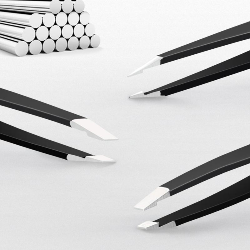 3 Stks/set Professionele Wenkbrauw Pincet Rvs Punt Tip/Slant Tip/Flat Tip Ontharing Make-Up Tool Kit met Zak TSLM1