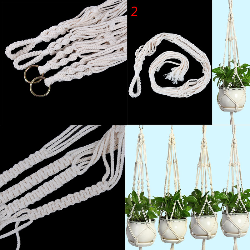 Pot Holder Macrame Plant Hanger Hanging Planter Basket Jute Rope Braided Craft