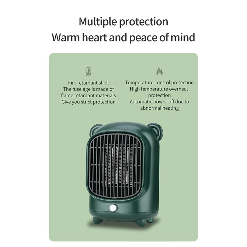Mini radiateur électrique silencieux à prise ue, petit format, chauffage rapide de l&#39;air, pour la maison, le dortoir ou le bureau