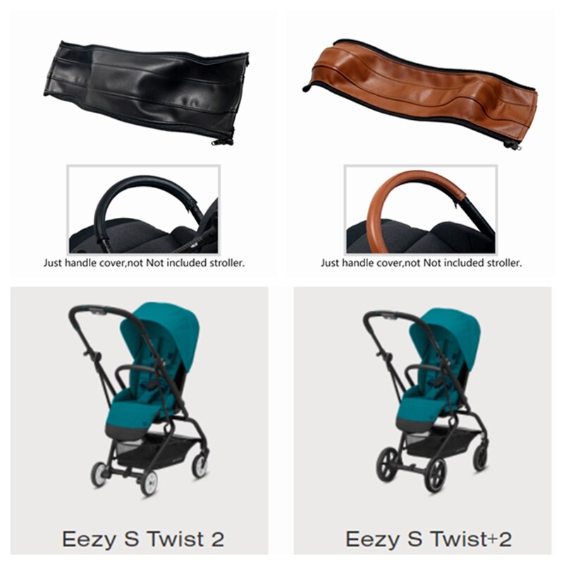Housse de poignées en cuir pour Cybex Eezy S Twist 2 / Eezy S Twist + 2 housse de poussette, housses d&#39;accoudoir, accessoires de poussettes