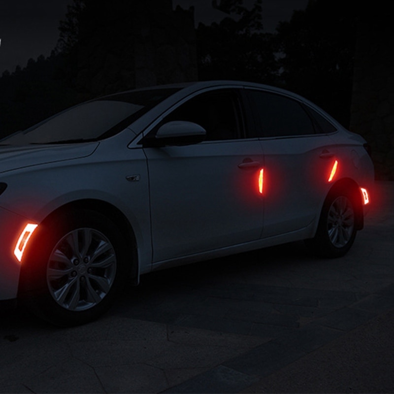 2Pcs/Set Car Reflective Safety Warning Strip Tape Car Bumper Reflective Strips Secure Reflector Stickers Decals