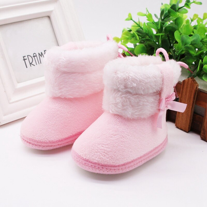 Autumn Winter Snow boots Infants Shoes Baby Girl Boy Bow Knot Baby Boots Casual Sneakers Non-slip Soft Soled Walking Shoes