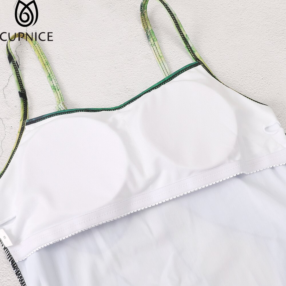 Längeres tankini mit shorts, damen, großer mund, bedruckt, gepolstert, gerafft, mit kordelzug und quasten