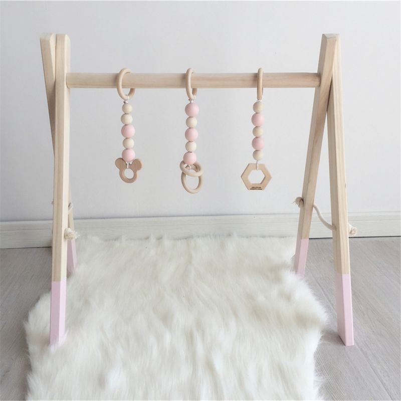 Nordic Stijl Baby Gym Spelen Kwekerij Zintuiglijke Ring-Pull Speelgoed Houten Frame Baby L9CD