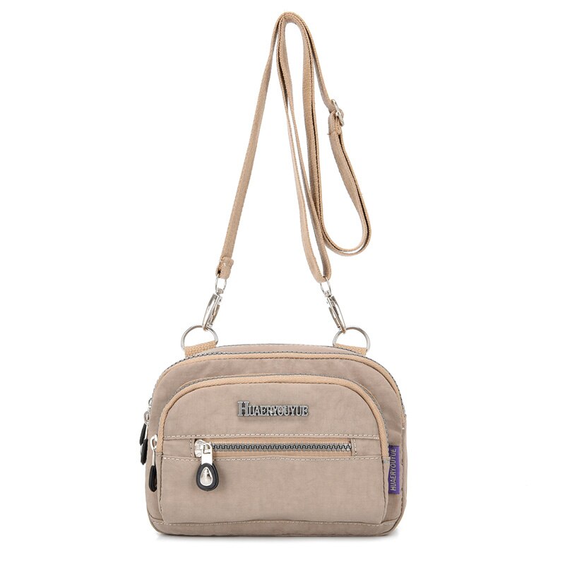 Vrouwen Messenger Bags Kleine Portemonnee Schoudertas Vrouwelijke Waterdichte Nylon Crossbody Tassen Taille Packs Handtassen: apricoot