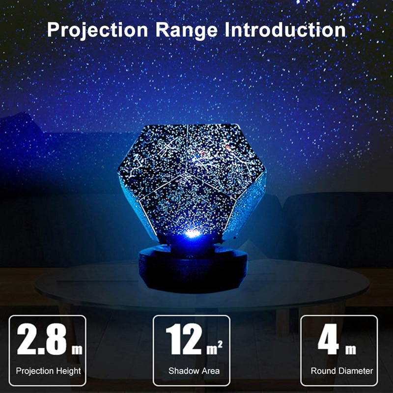 Galaxy Projector Lamp Thuis Planetarium Led Sterrenhemel Verlichting Tafel Decoratie Slaapkamer Batterij Aangedreven Constellatie Diy Usb
