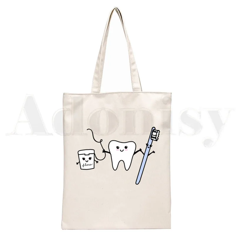 Tooth and Dentist Graphic Aesthetic Funny Handbags Shoulder Bags Casual Shopping Girls Handbag Women Canvas Bag: Orange