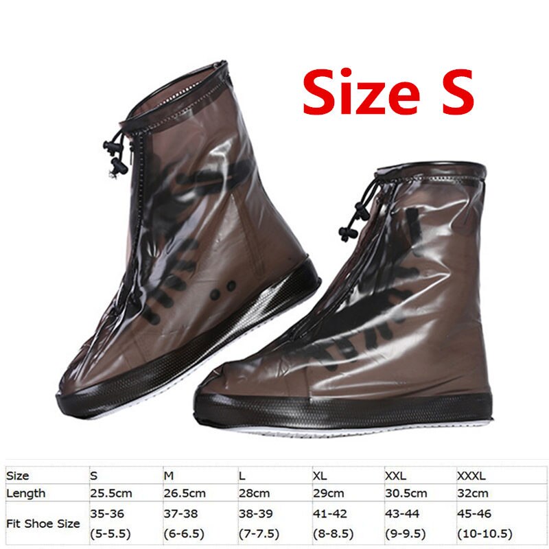 Heels Height Fishing Waders Boots Cover Rain Waterproof Flat Ankle Boots Cover Thicker Non-slip Platform Rain Boots: Coffee-S