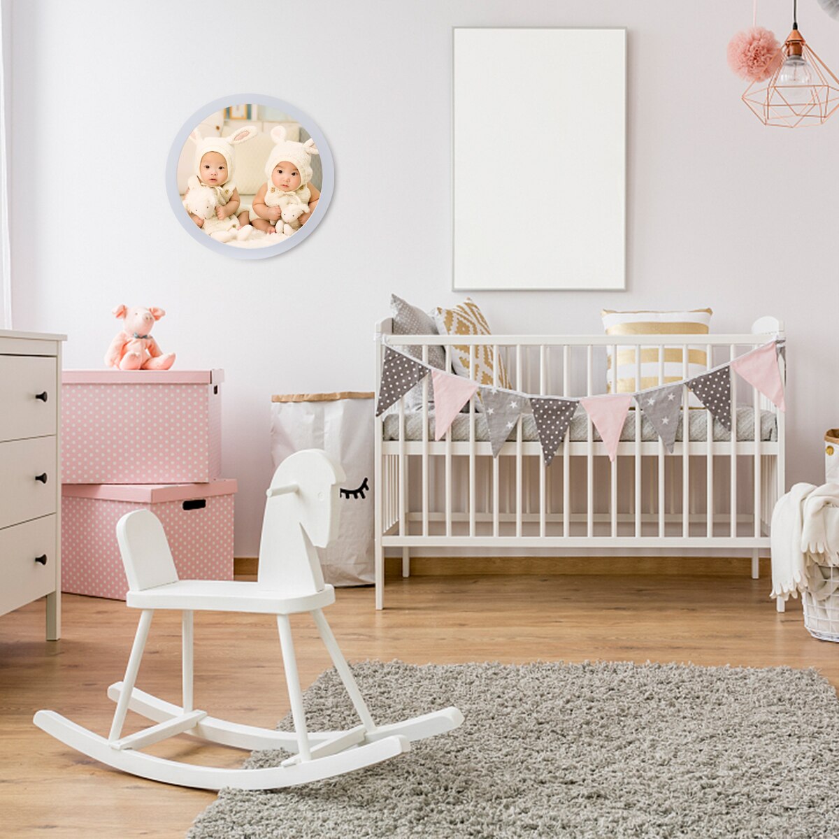 1Pc Wooden Round Photo Frame Wall Picture Frame Nordic Picture Holder