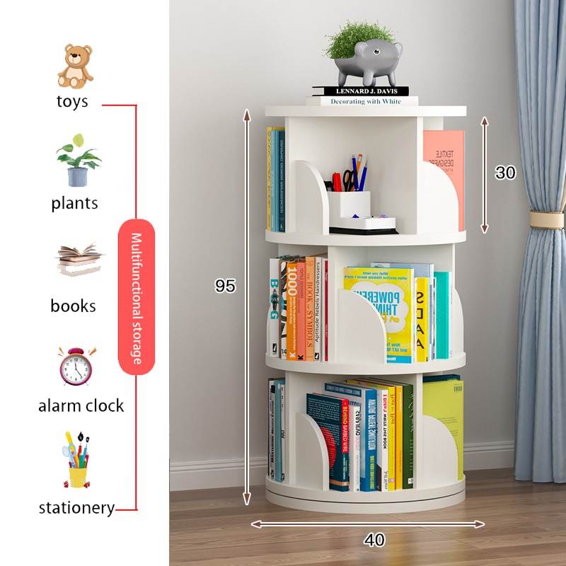 Étagère de rangement à trois niveaux, étagère rotative Simple et créative pour livres d&#39;images de maison