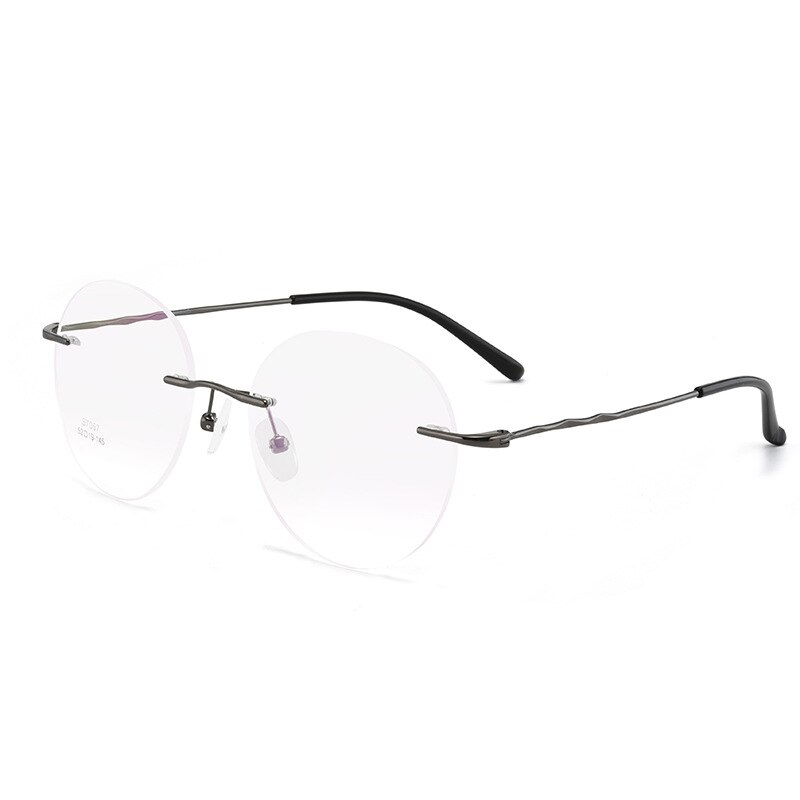 Titanium legering kantløse briller ramme mænd ultralette runde briller nærsynethed receptpligtige rammer til kvinder optisk øjenglas: Grå