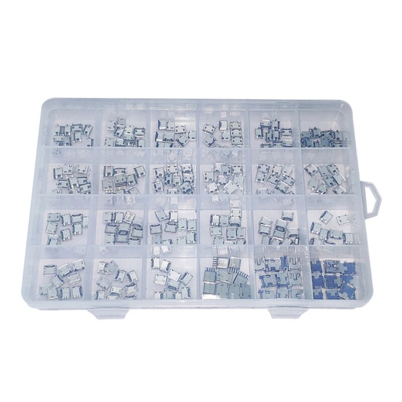 Micro-USB Connector 24 Models Charging Port for Mobile,Tablet GPS 240Pcs/Set Standard Micro Port Female Solder Plug Jack Socket