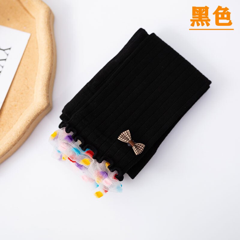 Leggings en dentelle de coton pour filles, pantalon coréen fin, à pois, pour enfants de 3 à 12 ans, printemps-automne: C / 5-8Y