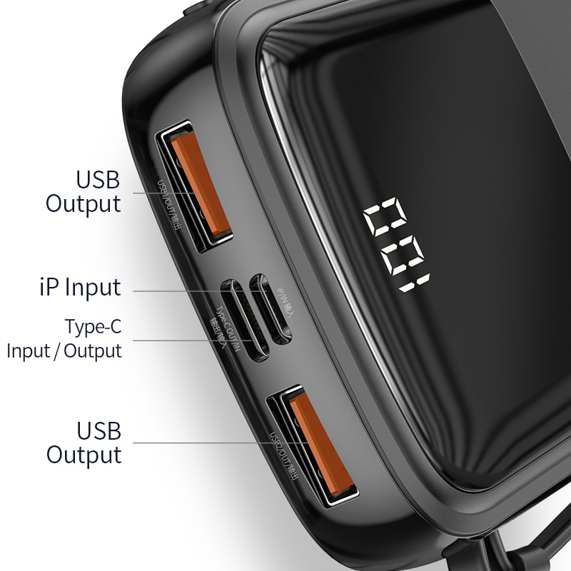 Baseus Power Bank 10000Mah 15W Snel Opladen Met Oplaadkabel Ubs Type C Lader Digitale Display Draagbare Batterij powerbank