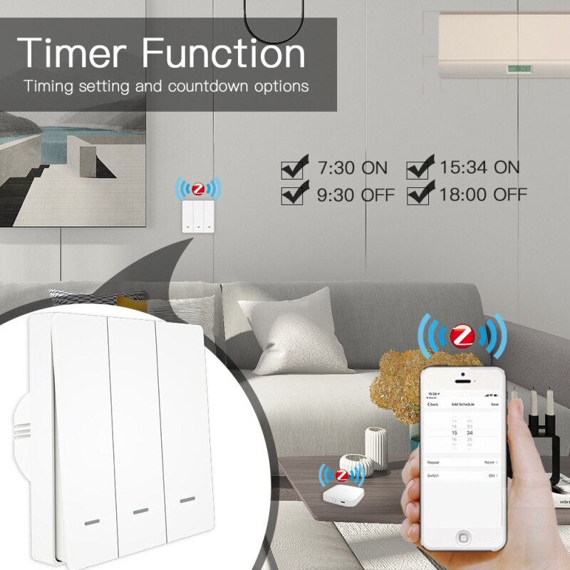 Tuya Smart Light Switch Zigbee with Power-off Status Memory Timing function Work With Smart Life Alexa z2m 2MQTT yandex