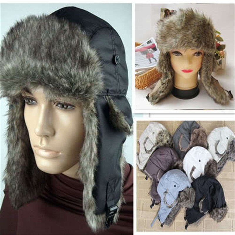 Brand Unisex Trapper Bomber Winter Warm Russian Trooper Ear FLAPS Winter Ski Hat Men Women Cap Bomber Hats