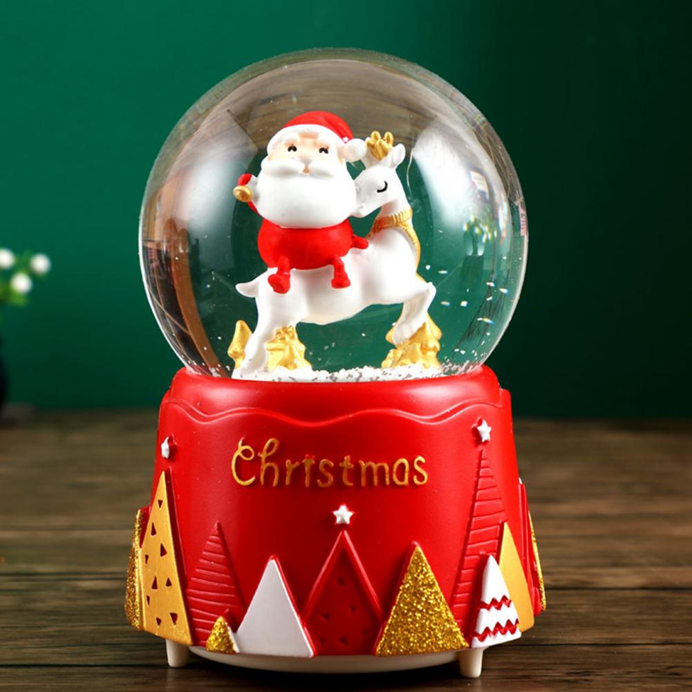 Decor Mini Santa Claus Statue Music Snow Globe Ornament Birthday