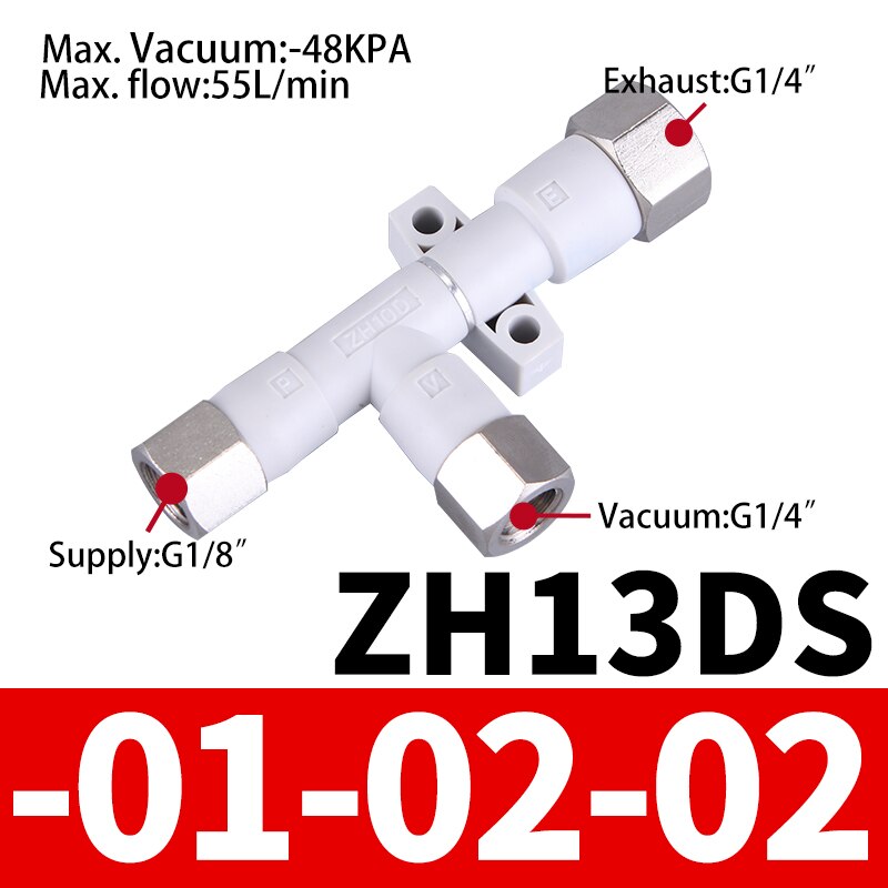 Pneumatic Vacuum Generator ZH05DS ZH05DL ZH07DS-06-06-06 ZH10DL ZH10DS-06-06 ZH13DS-08-10 ZH20D-12-16 01-01-01 Pressure Ejector: ZH13DS-01-02-02
