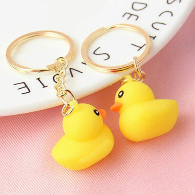 1pc Cute Yellow Duck Silicone Key Chain Bag Pendant Accessory Keyring Toys