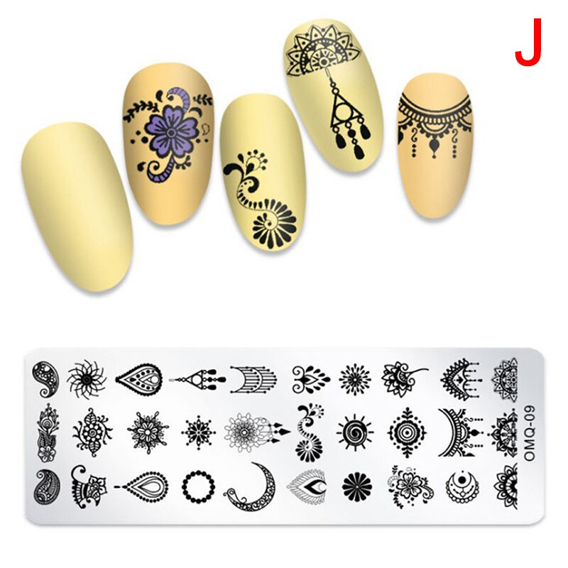 Noël ongles estampage plaques ligne photos ongle Art plaque ongles impression modèle: I