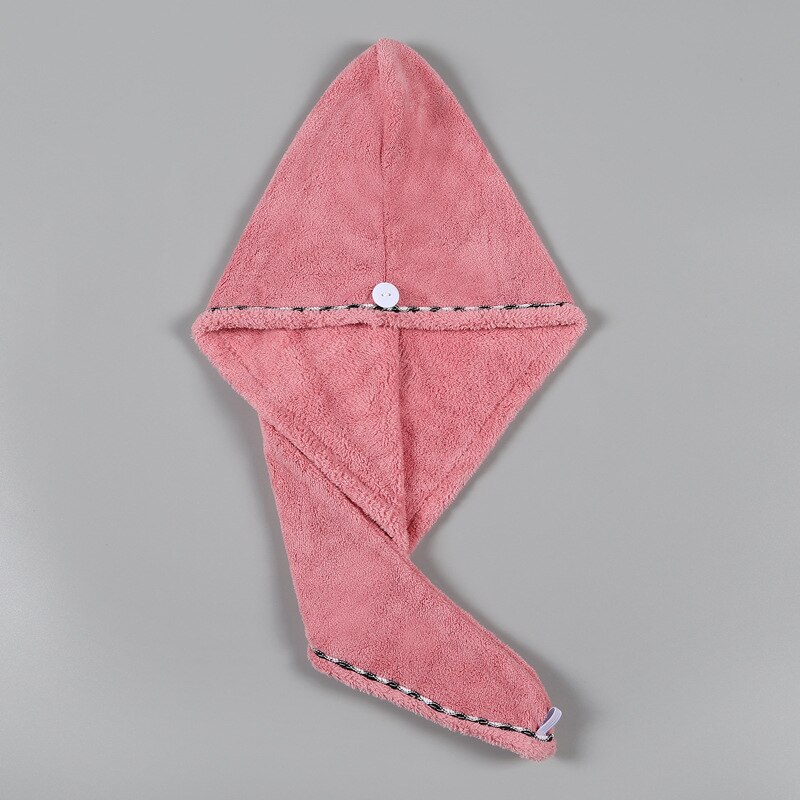 Shower Cap Soft Microfiber Hair Towel Fast Drying Dryer Towel Hair Hat Cap Turban Head Wrap SPA Bathing Supplies: Deep pink