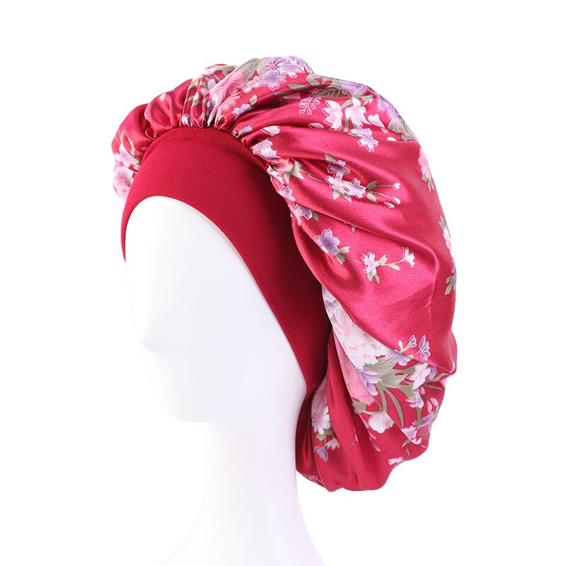 Gorro de satén liso con ajuste para el cabello para mujer, gorro de seda para dormir de noche, accesorios de estilismo para el cabello, 36cm: Wine Red
