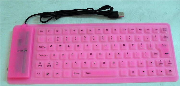 85 Keys Portable Mini USB Keyboard Flexible Waterproof Soft Silicone Gaming Keyboard Tablet Foldable Computer Keyboard Laptop: pink