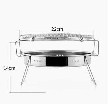 Round Folding Charcoal Grill Stainless Steel Portable Bbq Grill Outdoor Barbecue Accessories for Cooking Camping Tools: 22x22x14cm
