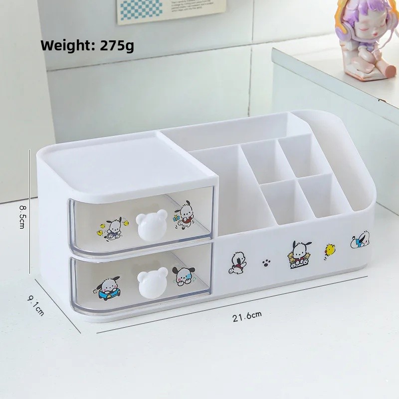 Organizador de escritorio estilo cajonera chica bonita corazón estudiante escritorio para niños papelería cepillo cosmético organizador portalápices plástico Ma: Rojo