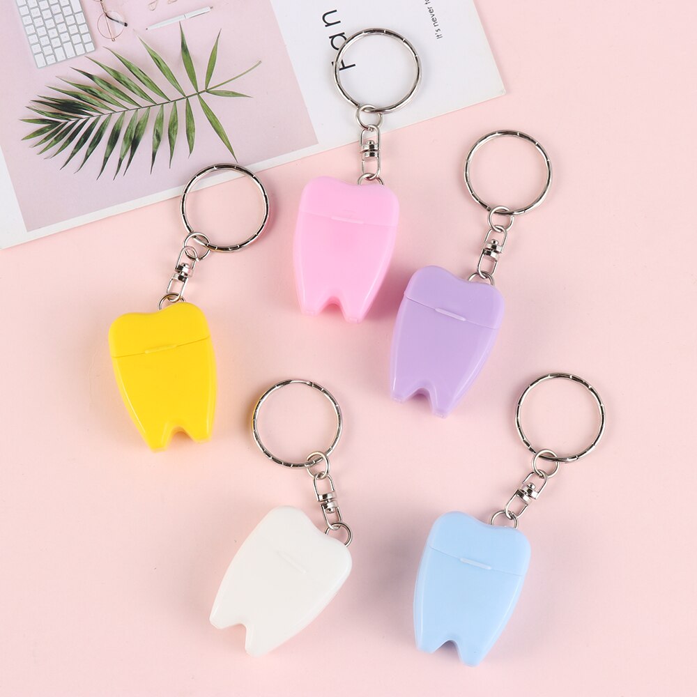 1PC Portable 15m Nylon Wire Dental Floss Plastic Keychain Shaped Toothpick Oral Hygience Teeth Clean Tooth Care Accessory