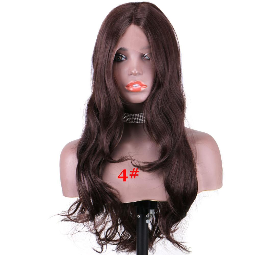 Wonderlady Lange Golvende Kant Pruiken Voor Vrouwen 28 Inch Natuurlijke Golf Synthetische Lace Front Pruiken Ombre Kanekalon Hittebestendige Vezel